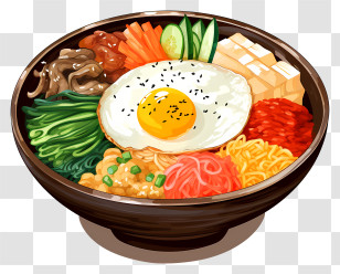 Korean Food - Traditional Korean Bibimbap Dish Illustration Transparent PNG
