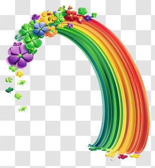St Patricks Day - Colorful Rainbow With Flowers Transparent PNG