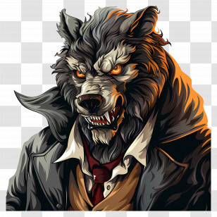 Werewolf - Fierce Werewolf In A Suit Transparent PNG