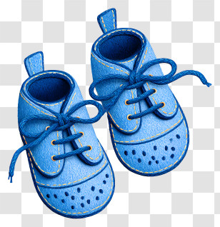 Blue Lacy Baby Shoes - Blue Sneakers With Yellow Stitching Transparent PNG