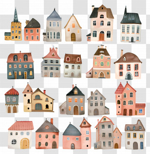 Building - Small Cute Doodle Houses Transparent PNG