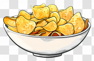 Chips - Bowl Of Crispy Potato Chips Transparent PNG