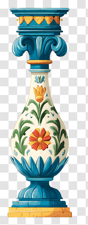 Ornate Standalone Column - Ornate Decorative Vase With Floral Design Transparent PNG