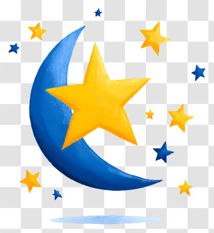Night With Star - Moon And Stars In A Night Sky Illustration Transparent PNG