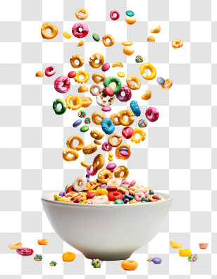 Cereal Day - Colorful Cereal Bowl With Floating Pieces Transparent PNG