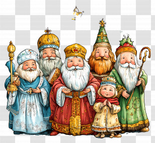 Orthodox Christmas - Festive Characters In Traditional Attire Transparent PNG