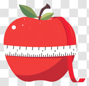 World Obesity Day - Healthy Red Apple Wrapped With A Measuring Tape Transparent PNG