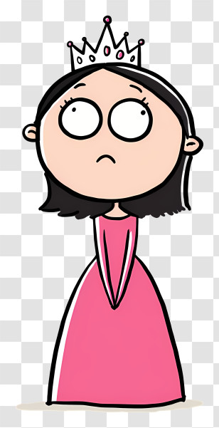 Cartoon Princess - Princess Cartoon Character With Crown And Dress Transparent PNG