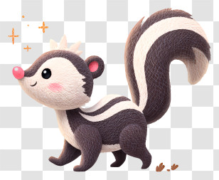 Skunk Walking - Cute Skunk With Pink Nose Transparent PNG