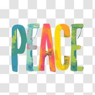 Peace - Peace Lettering With Artistic Colorful Design Transparent PNG