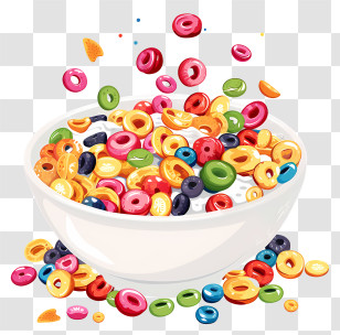 Cereal Day - Colorful Cereal Bowl Splashing In Milk Transparent PNG