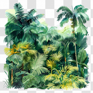 Tropical Forest Jungle - Tropical Jungle Illustration With Lush Greenery Transparent PNG