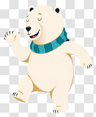 Polar Bear - Dancing Polar Bear With Scarf Transparent PNG