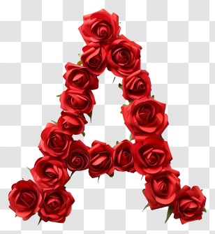 Floral Letter A - Romantic Letter A Made Of Red Roses Transparent PNG