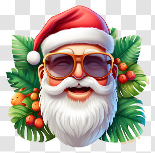 Christmas Elements - Tropical Santa Claus With Sunglasses Transparent PNG
