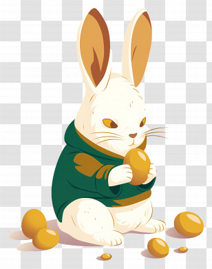 Rabbit Holding Easter Egg - Cute Bunny With Eggs Transparent PNG