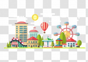 Amusement Park Ferris Wheel - Recreation - Flat Icon,Flag Icon,Sketch,character,design Transparent PNG