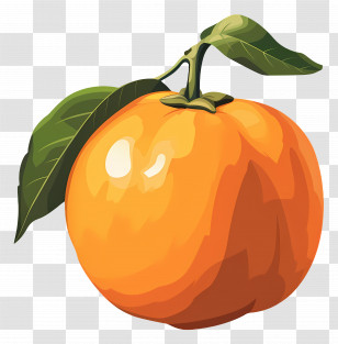Persimmon - Orange Fruit With Leaf Illustration Transparent PNG