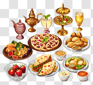 Ramadan Feast - Delicious Feast With Various Dishes Transparent PNG