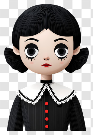Creepy Doll - Gothic Doll With Black Hair Transparent PNG