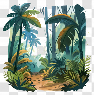 Forest Jungle - Tropical Jungle Pathway Through Lush Greenery Transparent PNG
