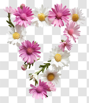 Flowers - Floral Number 7 Made With Pink And White Flowers Transparent PNG