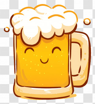 Beer Mug - Cheerful Beer Mug With Froth Illustration Transparent PNG