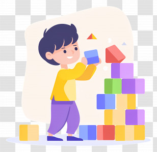 Child Playing Blocks - Child Building With Blocks Transparent PNG