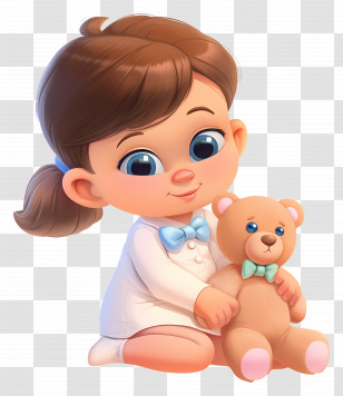 Cute Baby Girl - Child Hugging Teddy Bear Transparent PNG