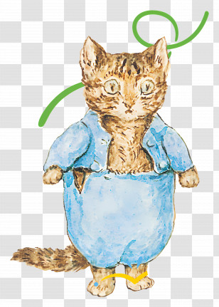 Tom Kitten - Cat In Blue Outfit Illustration Transparent PNG