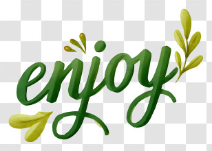 Enjoy - Green 'Enjoy' Hand-Lettering Transparent PNG