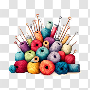 I Love Yarn Day - Colorful Yarn And Knitting Needles Transparent PNG