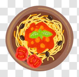 Thai Food - Spaghetti With Tomato And Olives Transparent PNG
