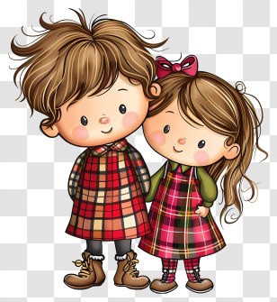 Tartan Day - Cute Children In Plaid Clothes Transparent PNG