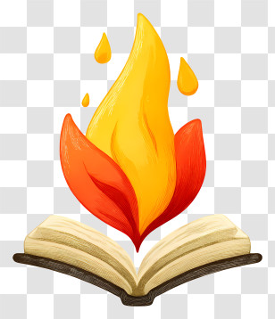 Flammable Symbol - Inspirational Book With Flame Illustration Transparent PNG