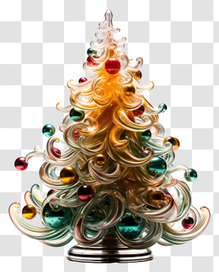 Christmas Tree - Glass Christmas Tree With Ornaments Transparent PNG