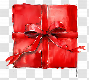Red Gift - Red Gift Box With Ribbon Transparent PNG