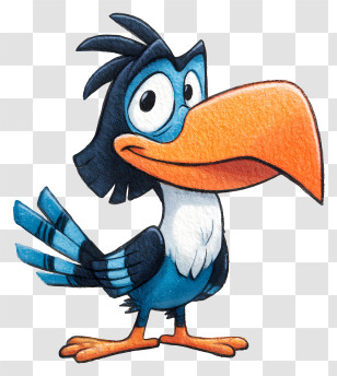 Zazu - Blue Cartoon Bird With Large Beak Transparent PNG