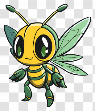 Cartoon Bee - Cute Cartoon Yellow Bee Illustration Transparent PNG