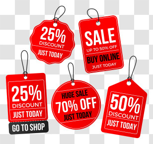 Sale Bags - Red Discount Tags For Sale Promotions Transparent PNG