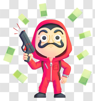 Cartoon Heist - Red-Hooded Heist Character Transparent PNG