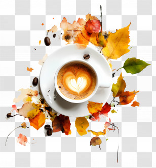 Autumn Coffee - Autumn Coffee Cup With Leaves Transparent PNG