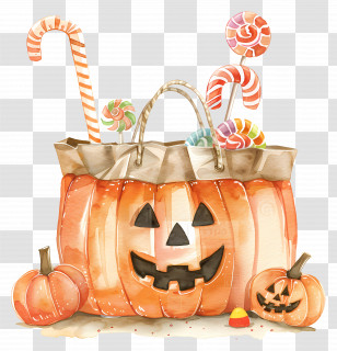 Halloween Basket - Pumpkin Candy Bag Illustration For Halloween Transparent PNG
