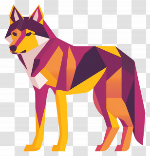 Wolf - Colorful Low Poly Wolf Illustration Transparent PNG