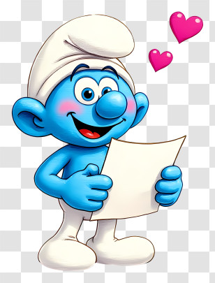 Smurf Reading - Blue Cartoon Character Reading Letter Transparent PNG