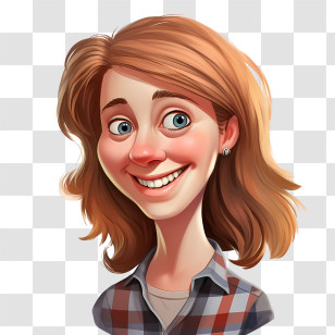 Smiling Girl
 - Cartoon Woman With Plaid Shirt Transparent PNG