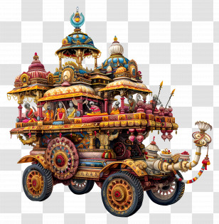 Rath Yatra - Ornate Indian Chariot With Bright Decorations Transparent PNG