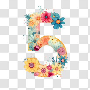 Number 5 Flower - Floral Number 5 Design Transparent PNG