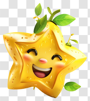 3d Cartoon Fruit - Happy Yellow Star Fruit Cartoon Transparent PNG