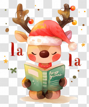 Rudolph - Adorable Reindeer Reading A Christmas Book Transparent PNG